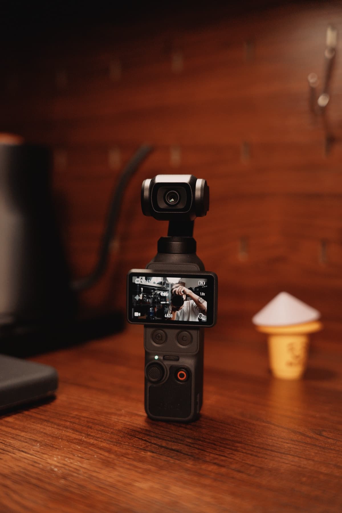 Gimbal camera close-up while shooting B-roll